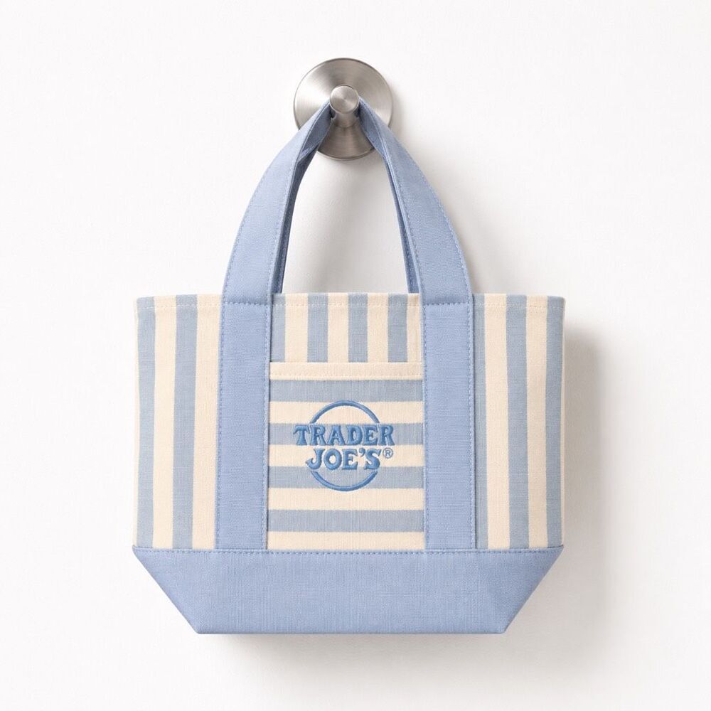 Trader Joe’s Blue Striped Mini Canvas Tote Bag NWT Limited Edition Summer Tote